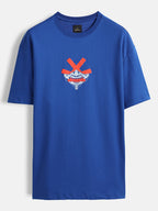 Samurai mask print oversized tshirt | Blue