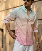 Green & Pink Ombre Shirt 100% Cotton