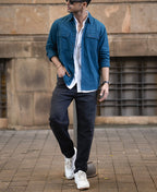 Royal Blue Structured Overshirt 100% Cotton