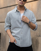 Grey Washed Denim Shirt