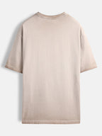 Casual oversized T-shirt with statement chest print & Embroidery | Brown