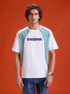 Casual Men Sporty Look Oversized Fit Tee With Print | White
