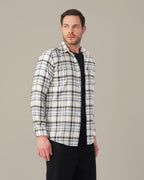 Navy and Black Plaid 100% Cotton Poplin Shirt