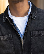 Black Washed Denim Polo Shirt
