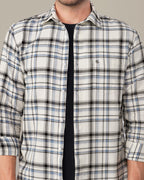 Navy and Black Plaid 100% Cotton Poplin Shirt