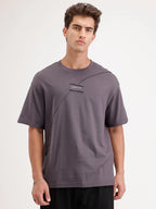 Solid Oversized Cut & Sew T-Shirt | Dark Grey