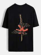 Puff print chest motif oversized tshirt | Black