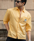 Mustard Yellow Embroidered Shirt 100% Cotton