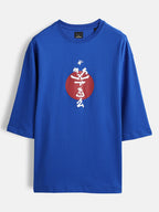Men’s samurai mask graphic oversized T-shirt | Blue