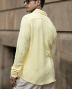Yellow Crinkled Shirt 100% Cotton