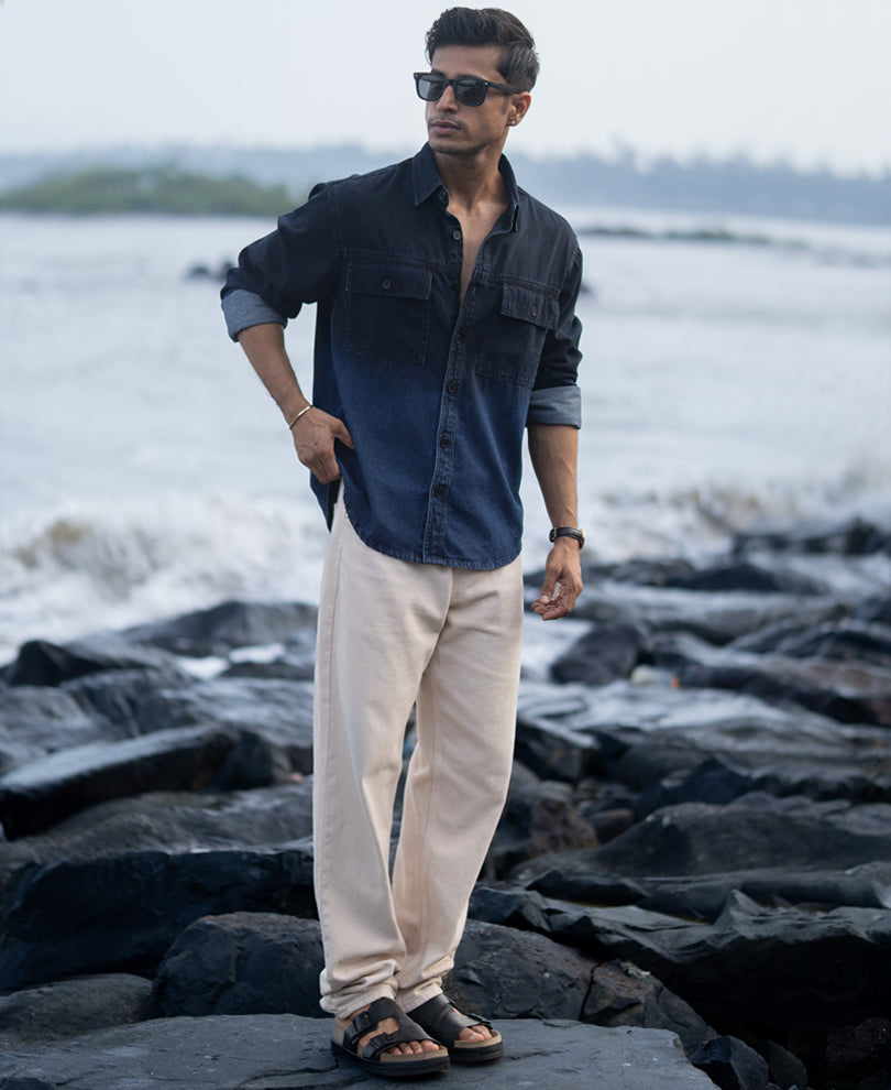 Navy Overdyed Structure Shirt