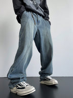 Rolling Panel Loose Straight Fit Jeans