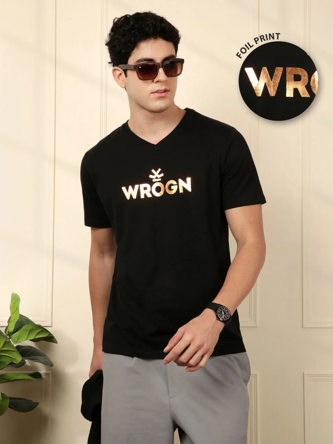 Foil Printed T-Shirt | Black
