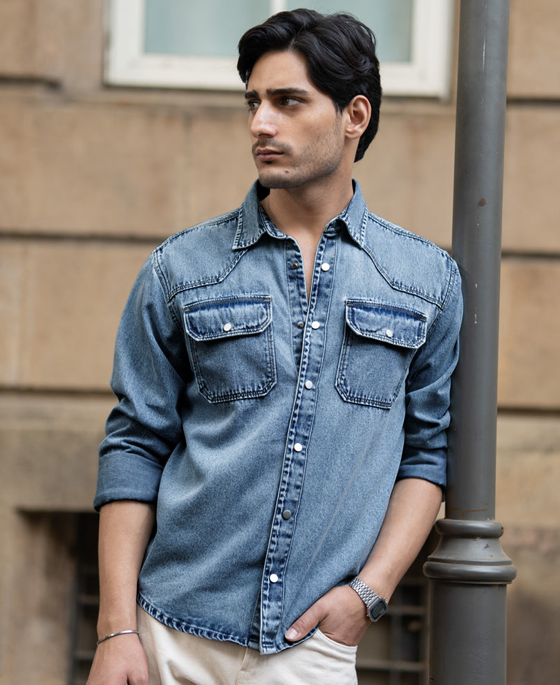 Mid Blue Denim Shirt