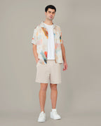 Pastel Multicolor Slub Poly/Linen Blend Short Sleeve Shirt