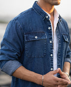 Dark Blue Washed Denim Full Sleeves Shirt
