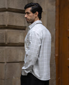 Grey Printed Checks Shirt