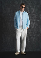 100% Linen Sky Blue Stripe Shirt
