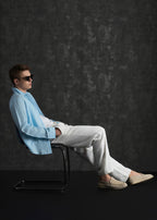 100% Linen Sky Blue Stripe Shirt