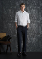 100% Linen Off-White Self-Stripe Shirt