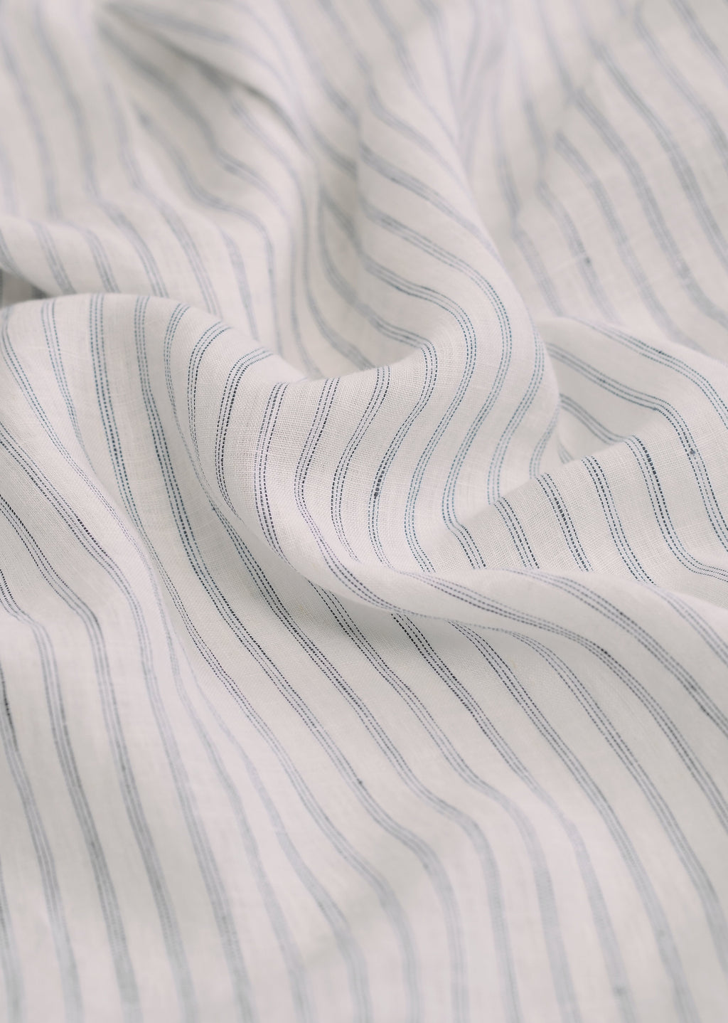 100% Linen Off-White Self-Stripe Shirt