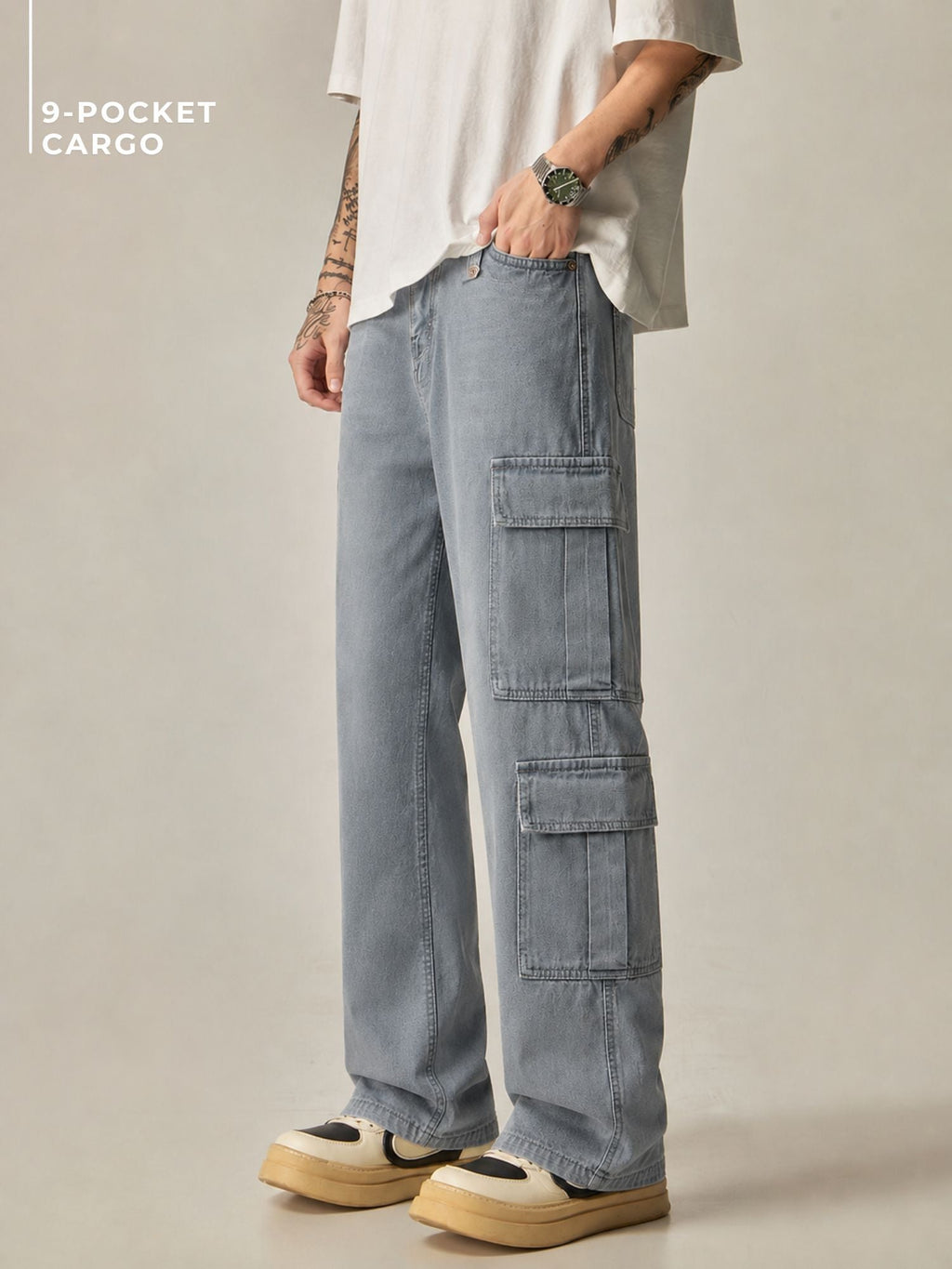 Grey Korean Cargo Jeans