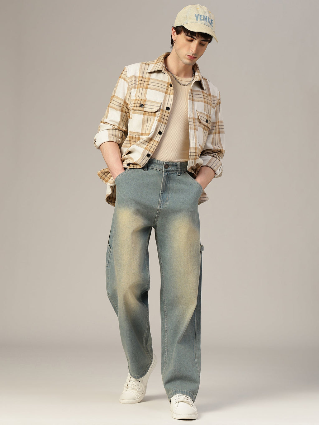 Blue Baggy Fit Carpenter Jeans