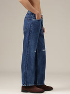 Distressed Light Faded Baggy Jeans