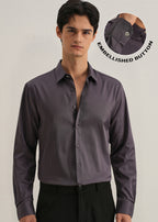 Ash Purple Plain Stitchless Placket Shirt