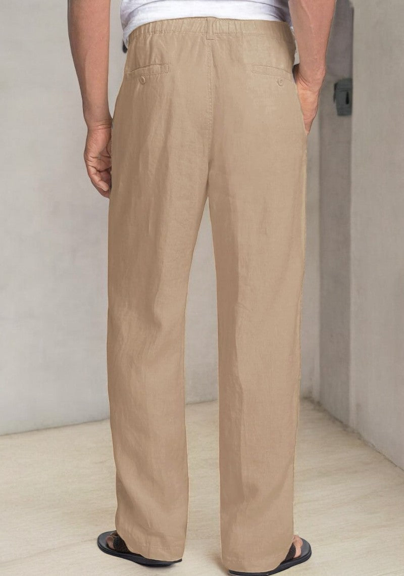 Pack of 2 Beige and Gray  Linen Regular Fit Pant
