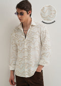 Beige Artistic Abstract Embroidery Shirt