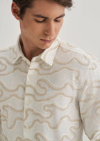 Beige Artistic Abstract Embroidery Shirt