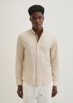 Beige Contrast Placket Shirt