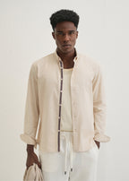Beige Contrast Placket Shirt