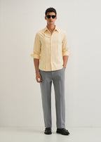Beige Front Panel Open Pleat Shirt