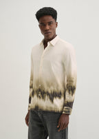 Beige Green Gradient Printed Shirt