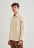 Beige Loop Button-Down Plain Shirt