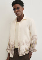 Beige Olive Grey Gradient Printed Shirt