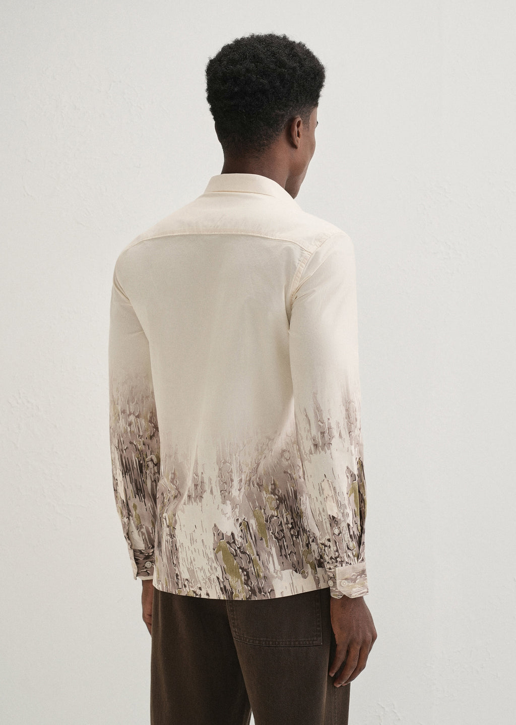 Beige Olive Grey Gradient Printed Shirt