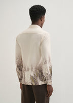 Beige Olive Grey Gradient Printed Shirt