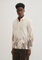 Beige Olive Grey Gradient Printed Shirt