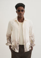 Beige Olive Grey Gradient Printed Shirt