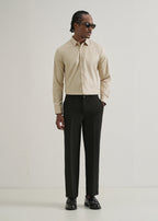 Beige Plain Stitchless Placket Shirt