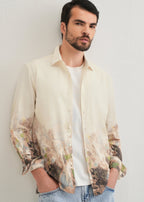 Beige Blue Abstract Printed Shirt