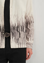 Beige Grey Ripple Printed Shirt
