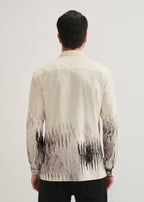 Beige Grey Ripple Printed Shirt