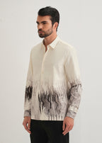 Beige Grey Ripple Printed Shirt
