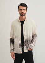 Beige Grey Ripple Printed Shirt