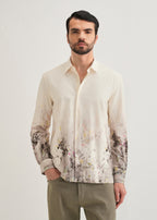 Beige Grey Splatter Printed Shirt