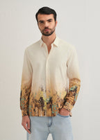 Beige Mustard Paint Printed Shirt